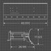 Technical drawing of a Loflin Mini Skid Steer Doer Blade with dimensions on a grid background