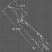 Technical drawing of a Loflin Fabrication skid steer backhoe with measurements on a grid background