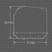 Technical drawing of a loflin snow pusher with dimensions on a grid background