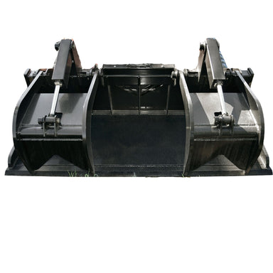 Black Loflin Xhd grapple bucket attachment on a white background