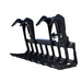 Black Loflin tractor root grapple on a white background