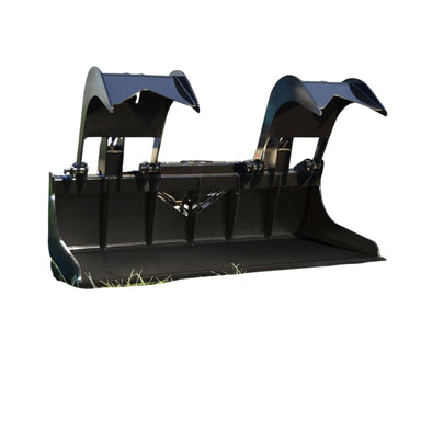 Black Loflin grapple bucket on a white background