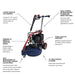 A Makinex Dual Pressure cleaner 2200 PSi with callout text labels on a white background, showing features such as 3 spray nozzles for variance, powered by a Briggs & Stratton engine, stable 2200 PSI pressure, and easy maneuverability with a front locking caster wheel.