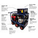 Blue and red makinex generator 32 Kw 480V on a wite background with descriptions explaining the features of the generator.