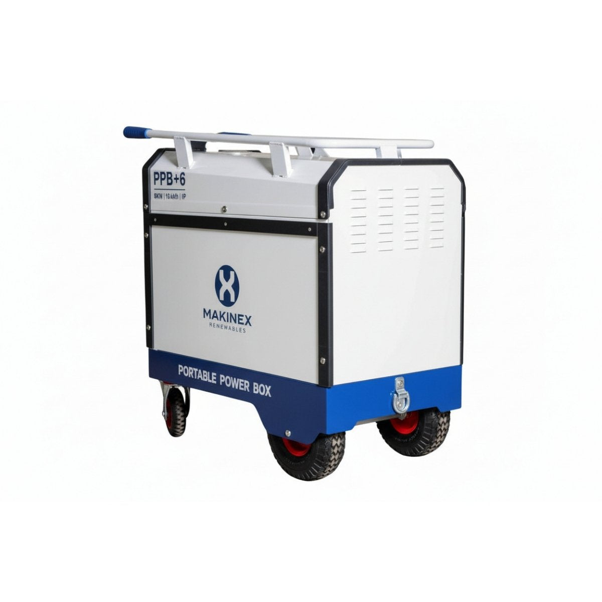 Makinex Portable power box with wheels and ladder on a white background