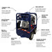 Blue and red Makinex Generator 16Kw 240 Volt with description on a white background.