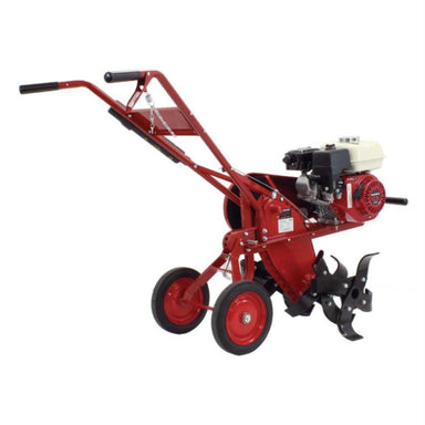 Red maxim commercial tiller 26 inch with engine on a white background