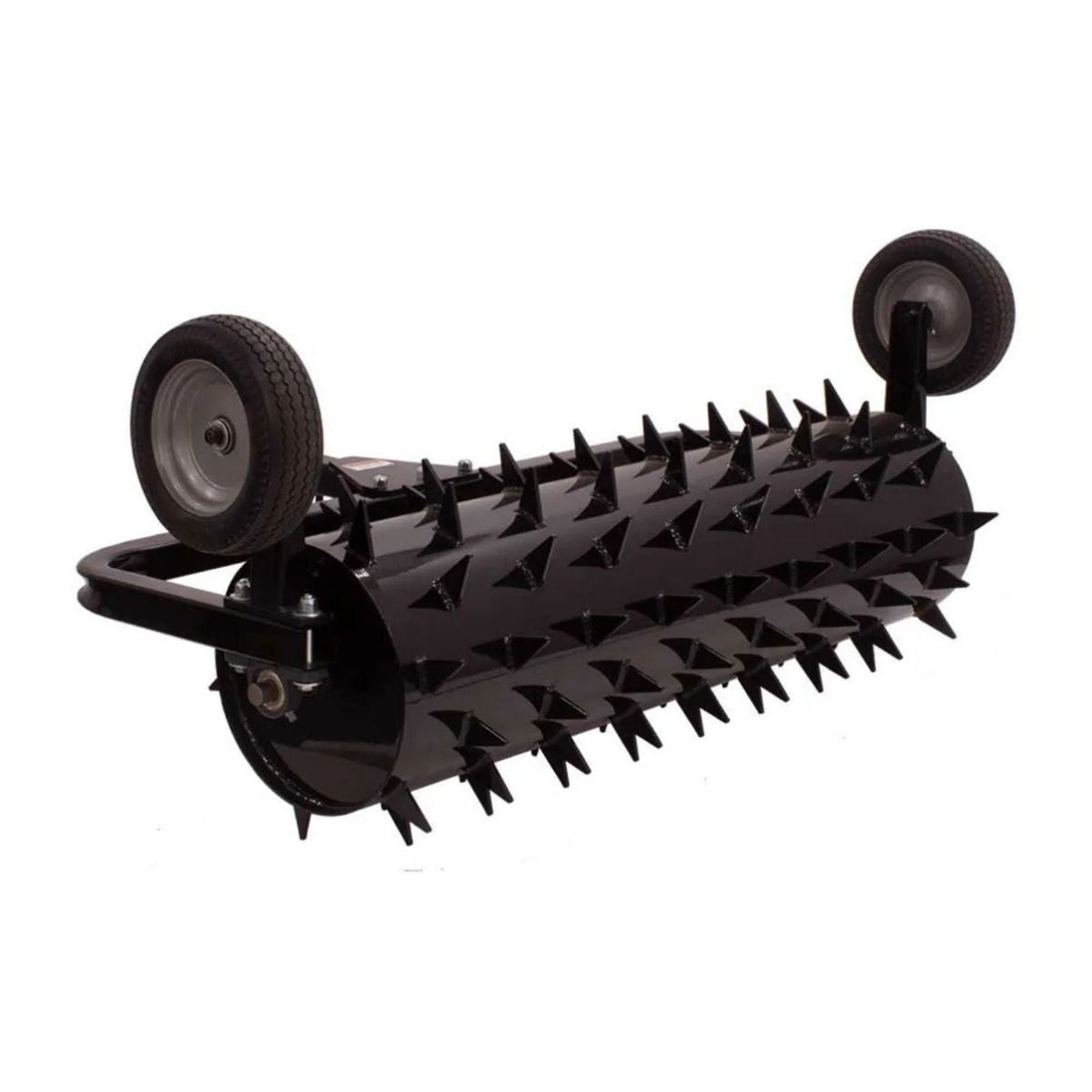 Black Maxim spiker aerator 48 inch tow behind on a white background