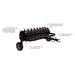 Black Maxim tow behind 48 inch spike aerator with text describing its features on a white background