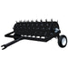 Black Maxim 48 tow behind spike aerator with spikes on a white background