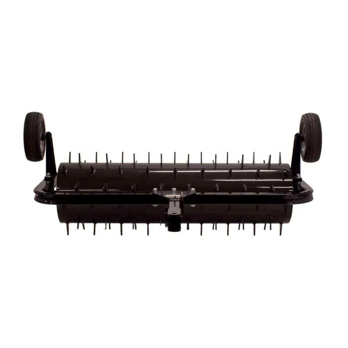 Black Maxim 48 In tow behind spike aerator on a white background