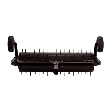 Black Maxim 48 In tow behind spike aerator on a white background