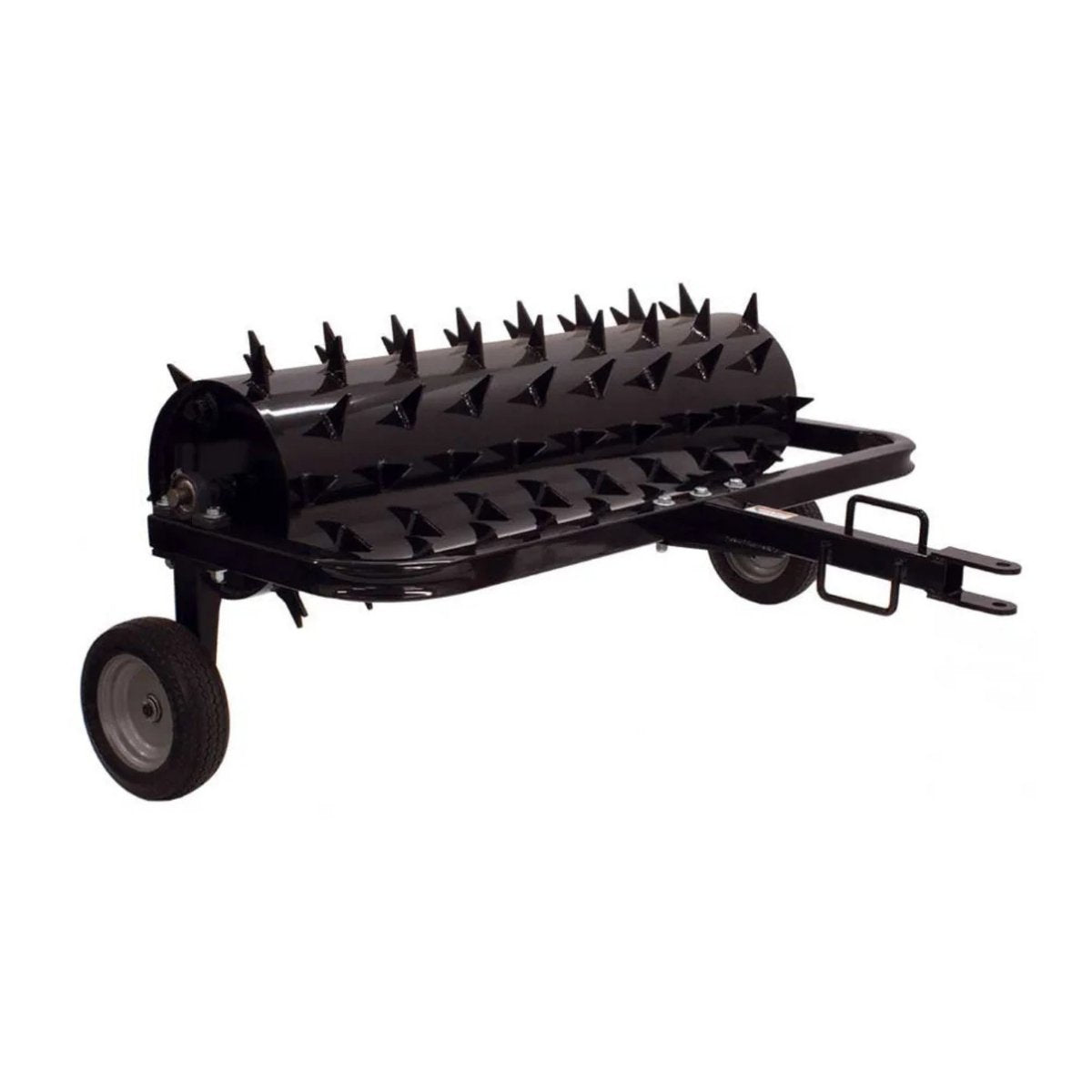 Black Maxim 48 spike aerator tow behind on a white background