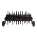 Black Maxim 36 inch plug aerator with wheels with spikes on a white background