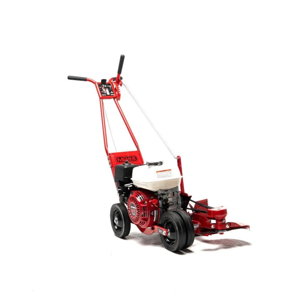 Red and white Mclane gx120 edger on a white background