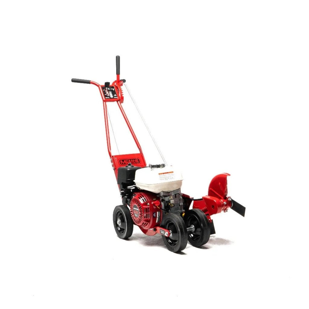 Red and black mclane edger gx120 on a white background
