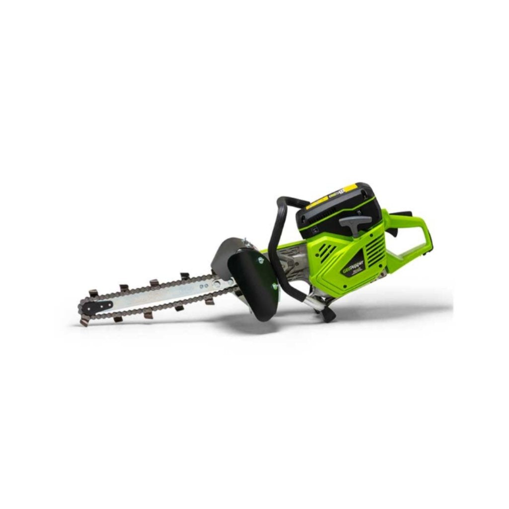 Gren and black MiniTrencher GeoRipper for sale side view on a white background