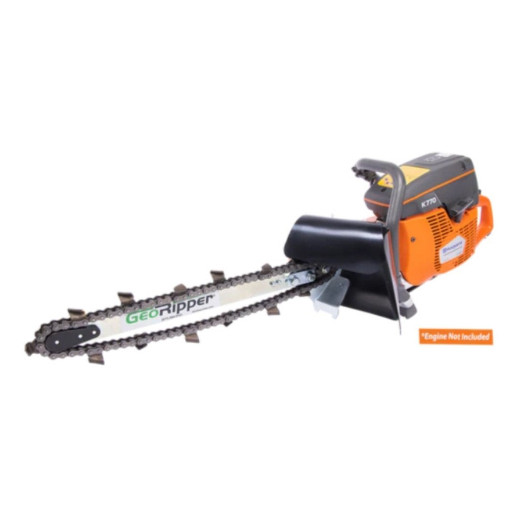 Georipper attachment for chainsaw with 'GeoRipper' branding on a white background
