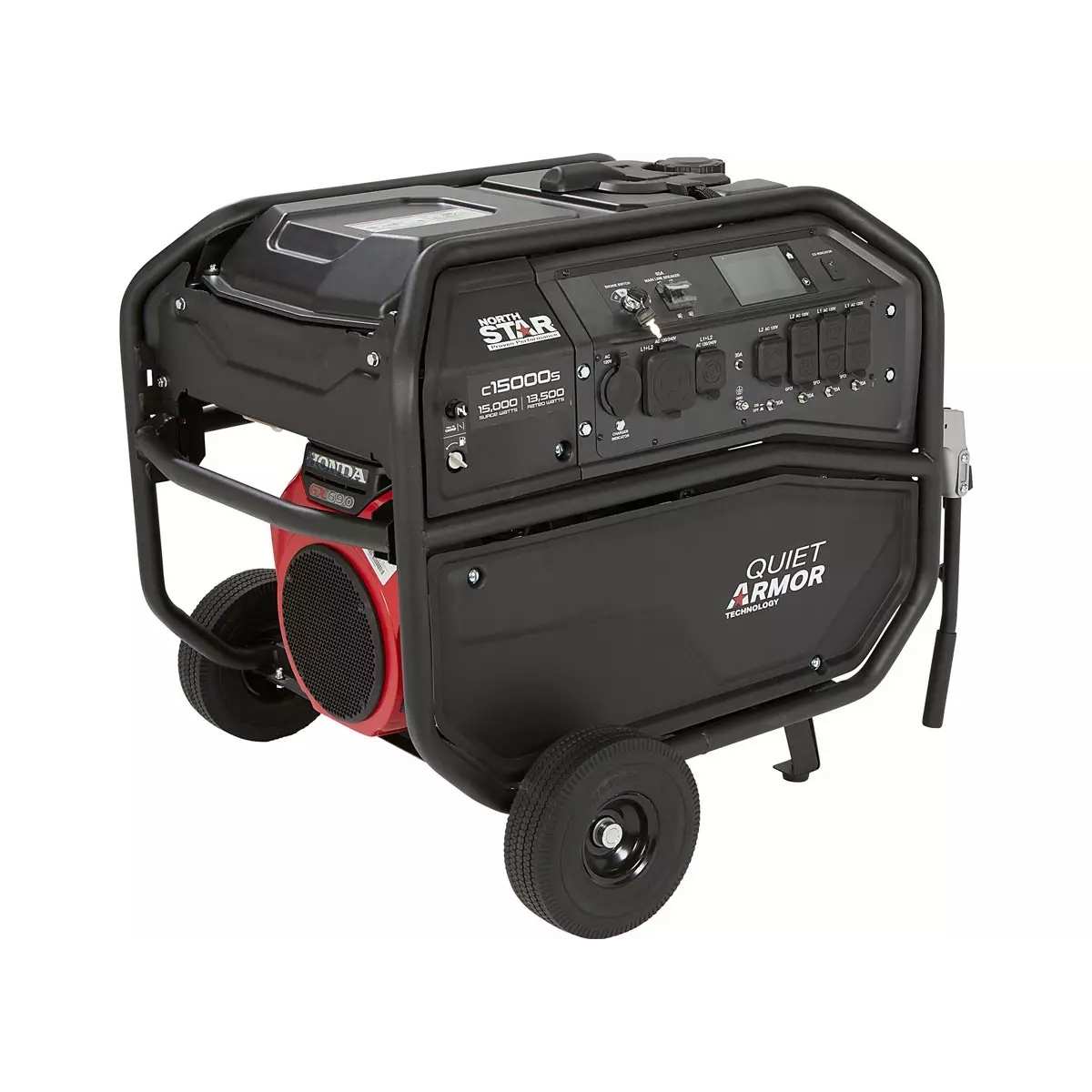 Portable northstar generator 15000 with 'Quiet Armor' branding on a white background