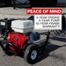 northstar 4200 psi Pressure washer with warranty information displayed on a red and white sign.