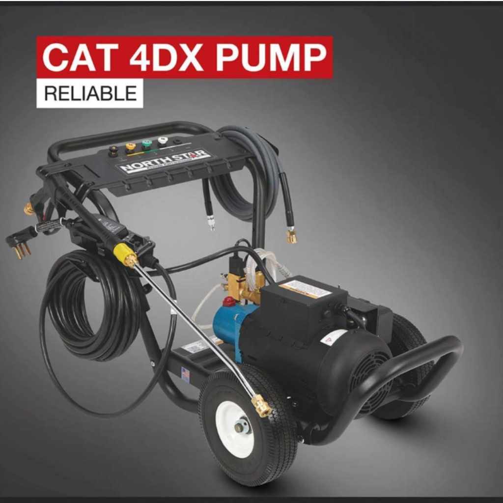 northstar 2.5 gpm 3100 psi Pressure washer with 'CAT 4DX Pump' branding on a gray background