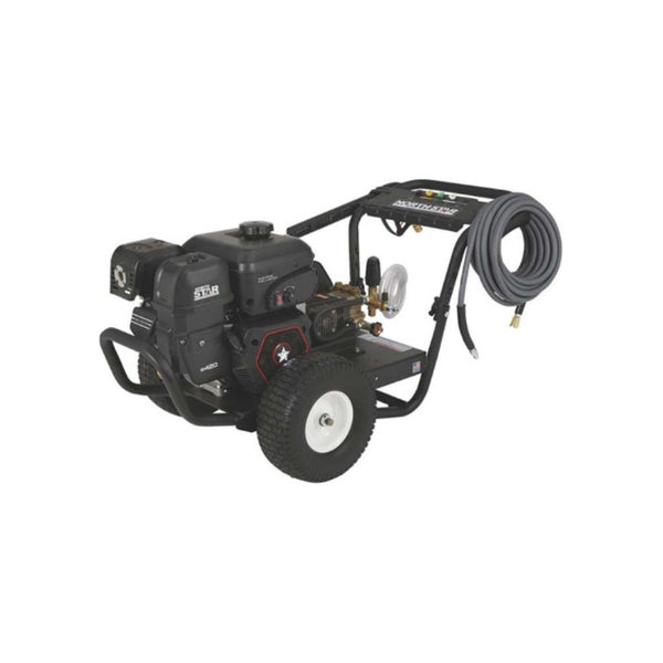 Pressure washer with hose on a white background