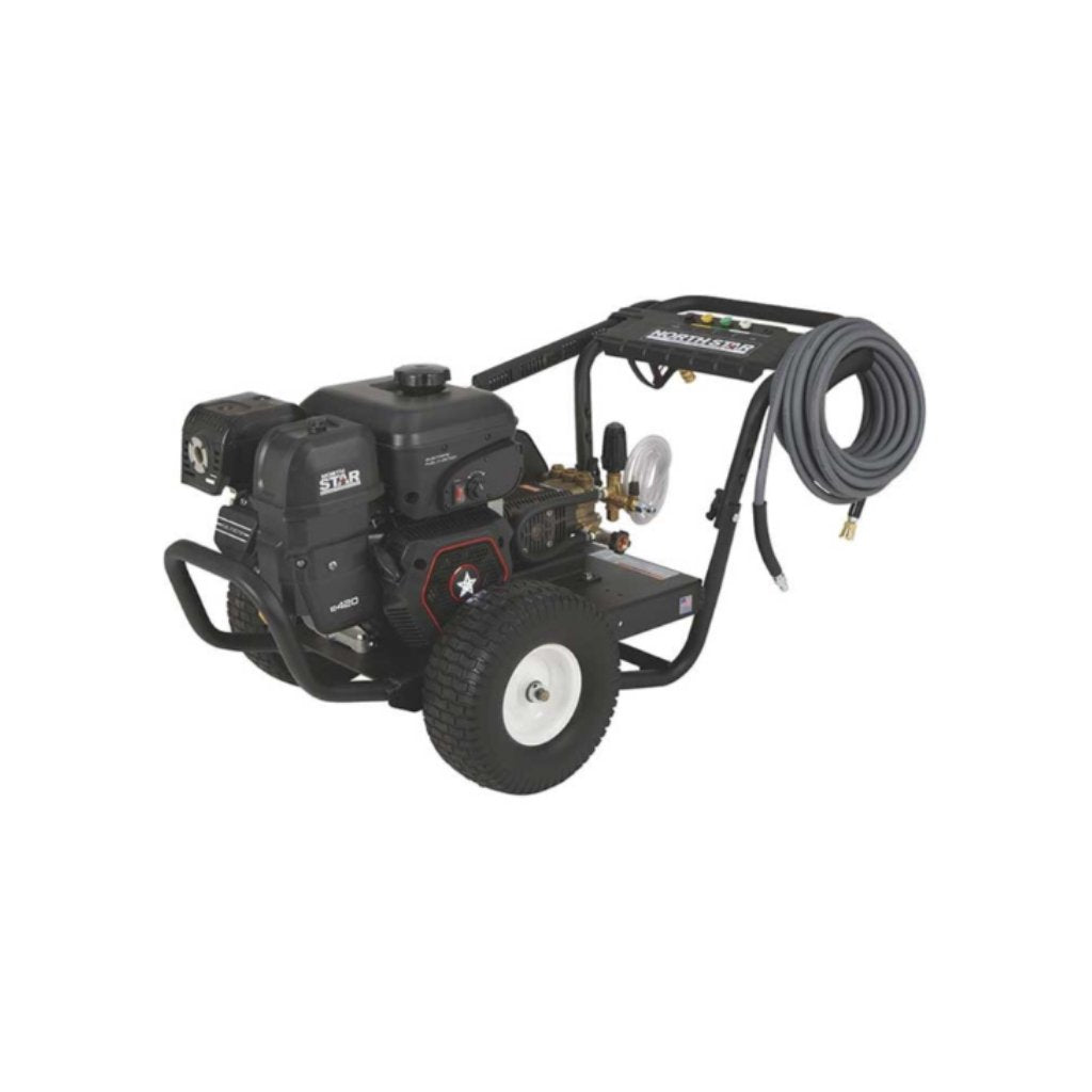 Pressure washer with hose on a white background