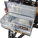Metal tool box on a northstar hot water trailer mounted pressure washer 4000 psi with 'Northern Tool' branding on a white background