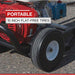 Close-up of a northstar pressure washer 4200 psi with a tire, emphasizing '10 Inch Flat-Free Tires'.