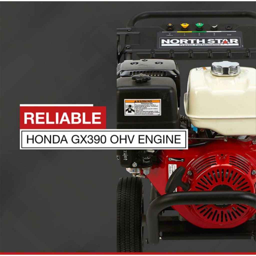 Northstar 4200 psi portable pressure washer with a Honda GX390 OHV engine on a power equipment with 'North Star' branding.