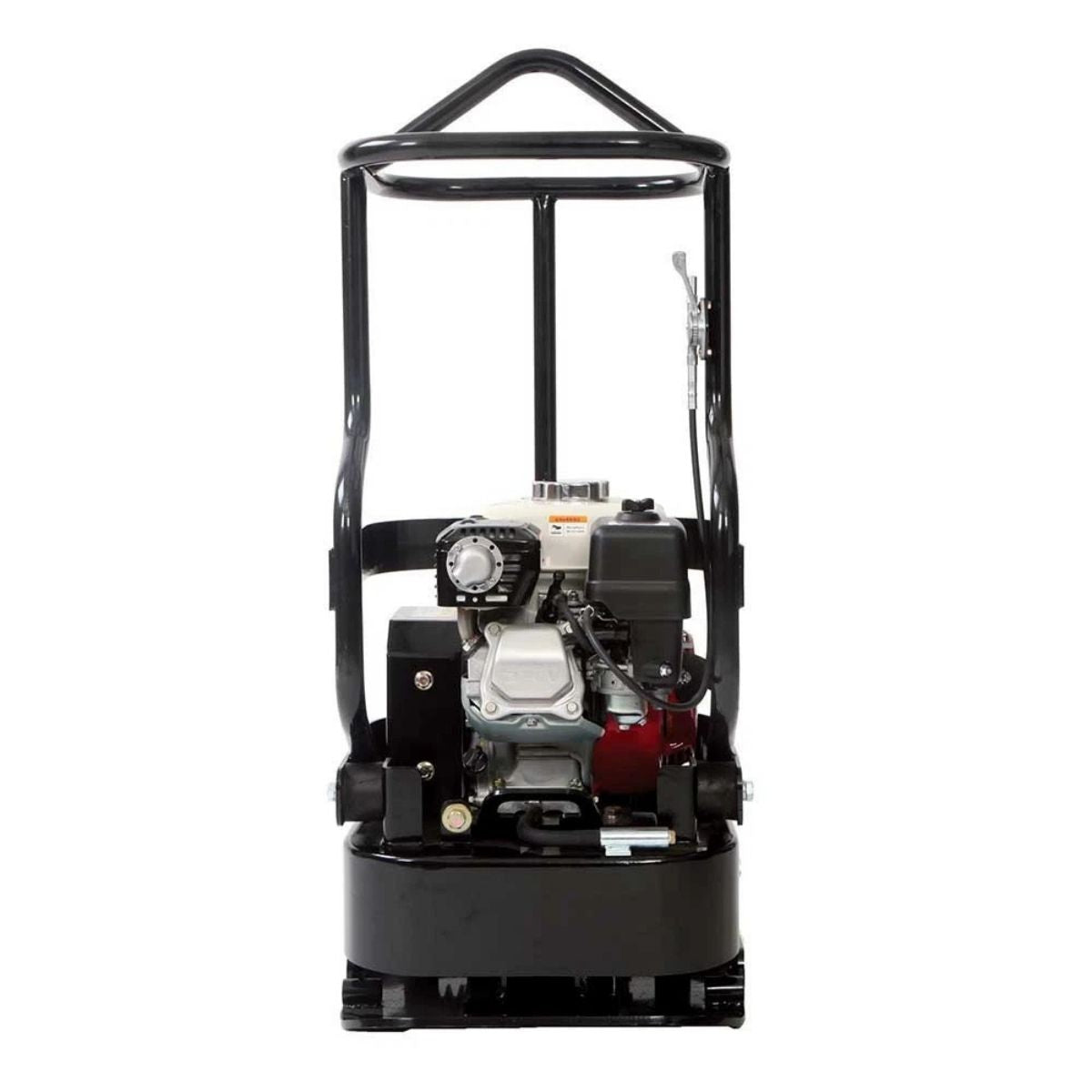 Black northstar tamping rammer honda gx160 with visible engine on a white background