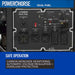 Powerhorse 1500w generator dual fuel generator panel with safe operation features highlighted.