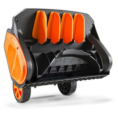 Black and orange Superhandy snow thrower pro on a white background
