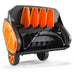 Black and orange Superhandy snow thrower pro on a white background