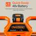 SuperHandy 48v battery for the superhandy 48v ice auger with 'Quick Swap' feature on a gray background