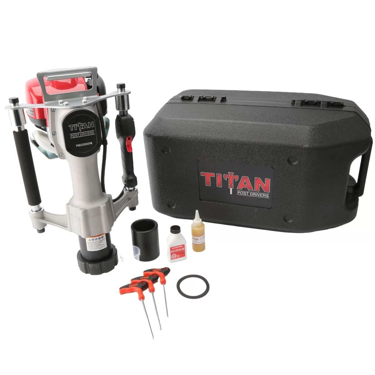 Titan Post driver pgd3200x with accessories on a white background