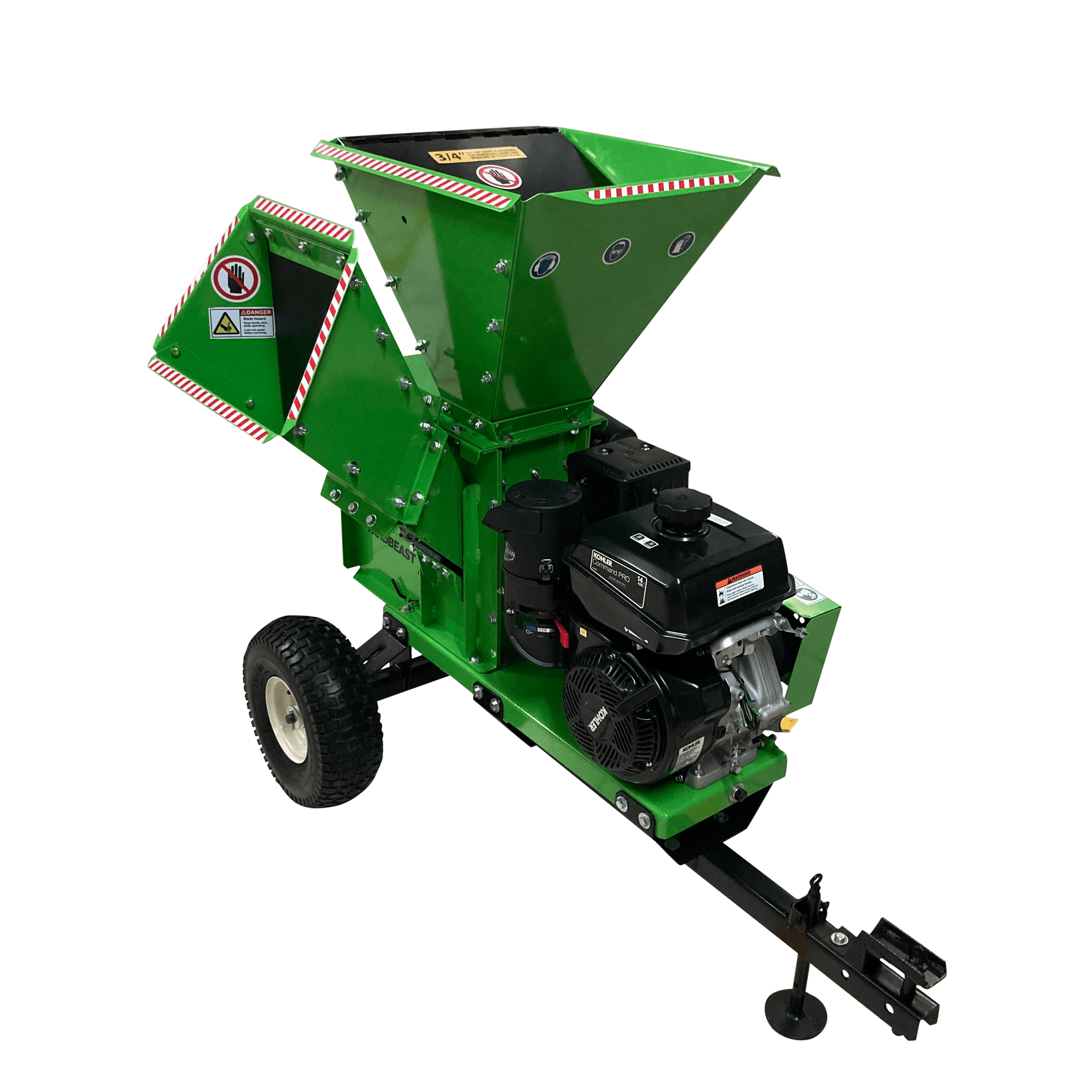 Green YardBeast 2090 3.5 in. wood chipper shredder on a transparent background front engine view