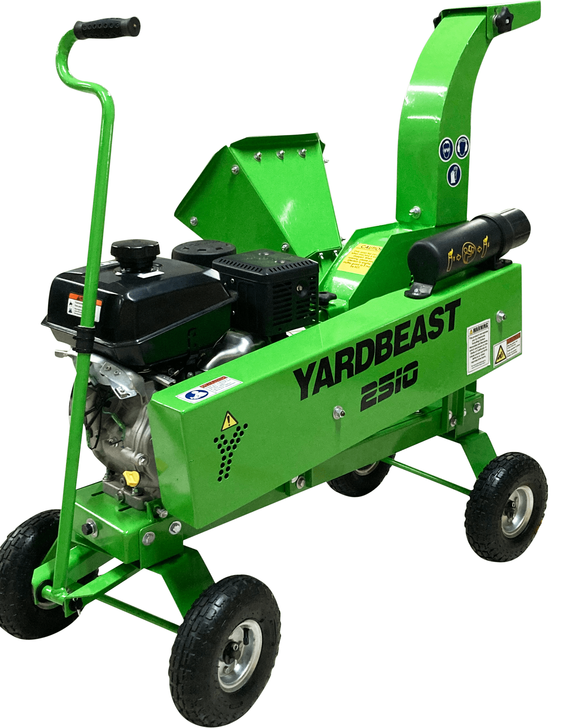 Green YardBeast 2510 2.5 in woodchipper on a transparent background with Yardbeast 2510 logo on the side