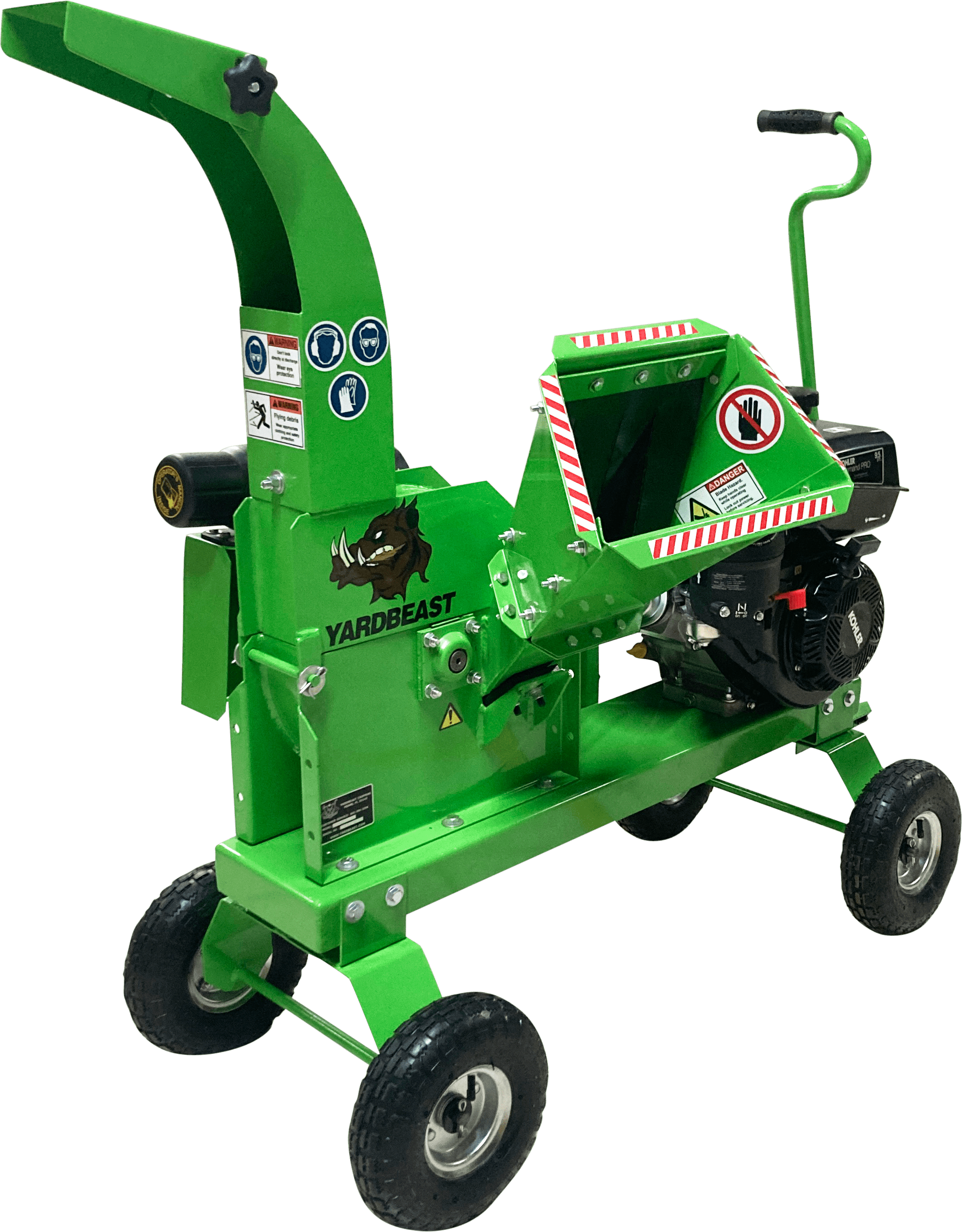Green YardBeast 2510 with visible branding on a transparent background with yardbeast logo on the side, mouth view