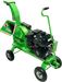 Green YardBeast 2510 woodchipper on a white background front right view with engine showing