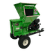 Green Yard Beast 2090 3.5 in. wood chipper shredder with 'Yardbeast' branding side mouth view on a transparent background