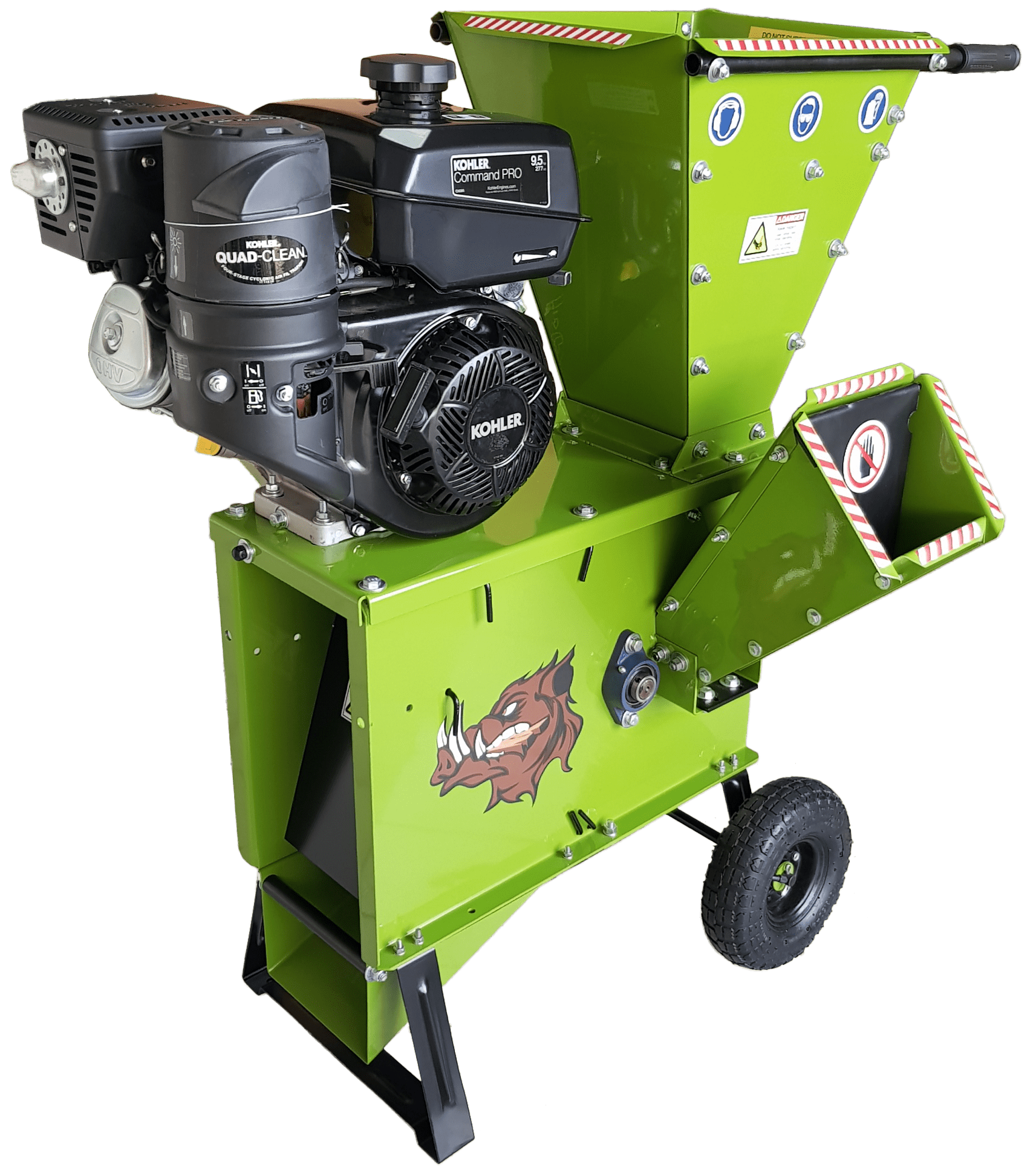 Green Yard Beast 3in Woodchipper with a visible brand logo on a white background side engine view with logo showing