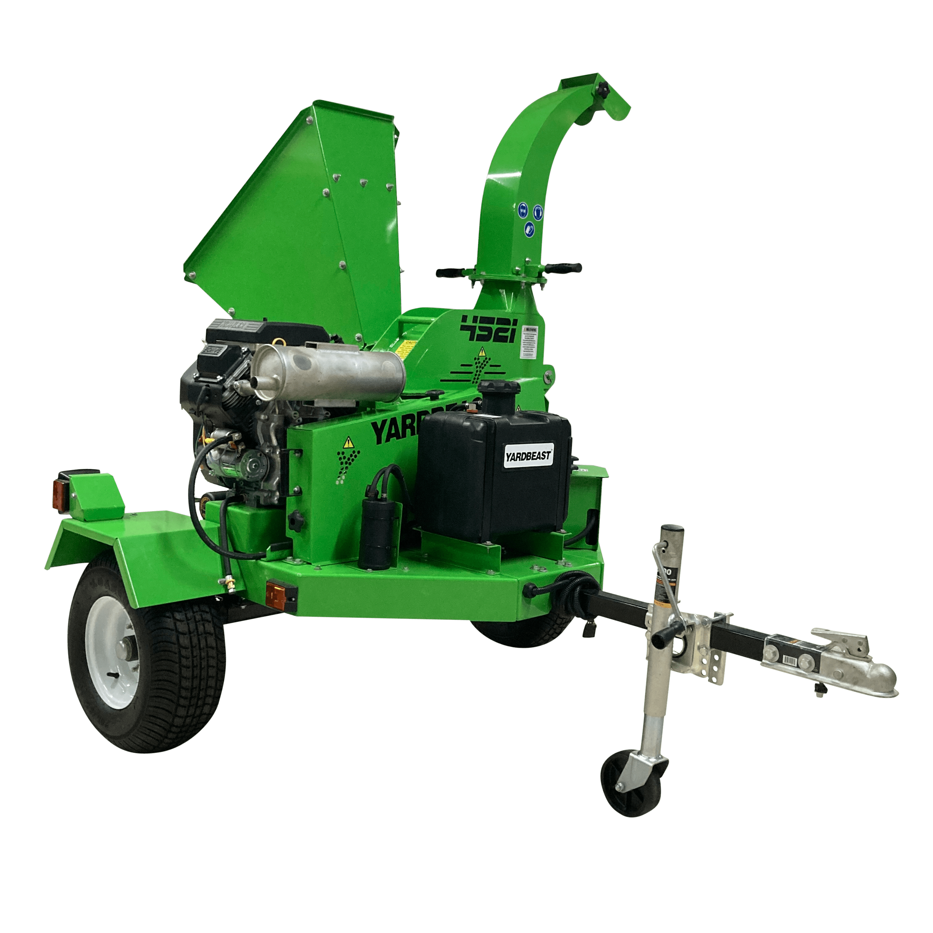 Green Yard Beast 4521 wood chipper on a transparent background right front view