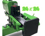Green and black Yard beast 32-ton logsplitter with '24 x 24' text on a white background wedge view