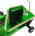Green Yardbeast 3514 Woodchipper shredder with warning labels on a transparent background mouth view