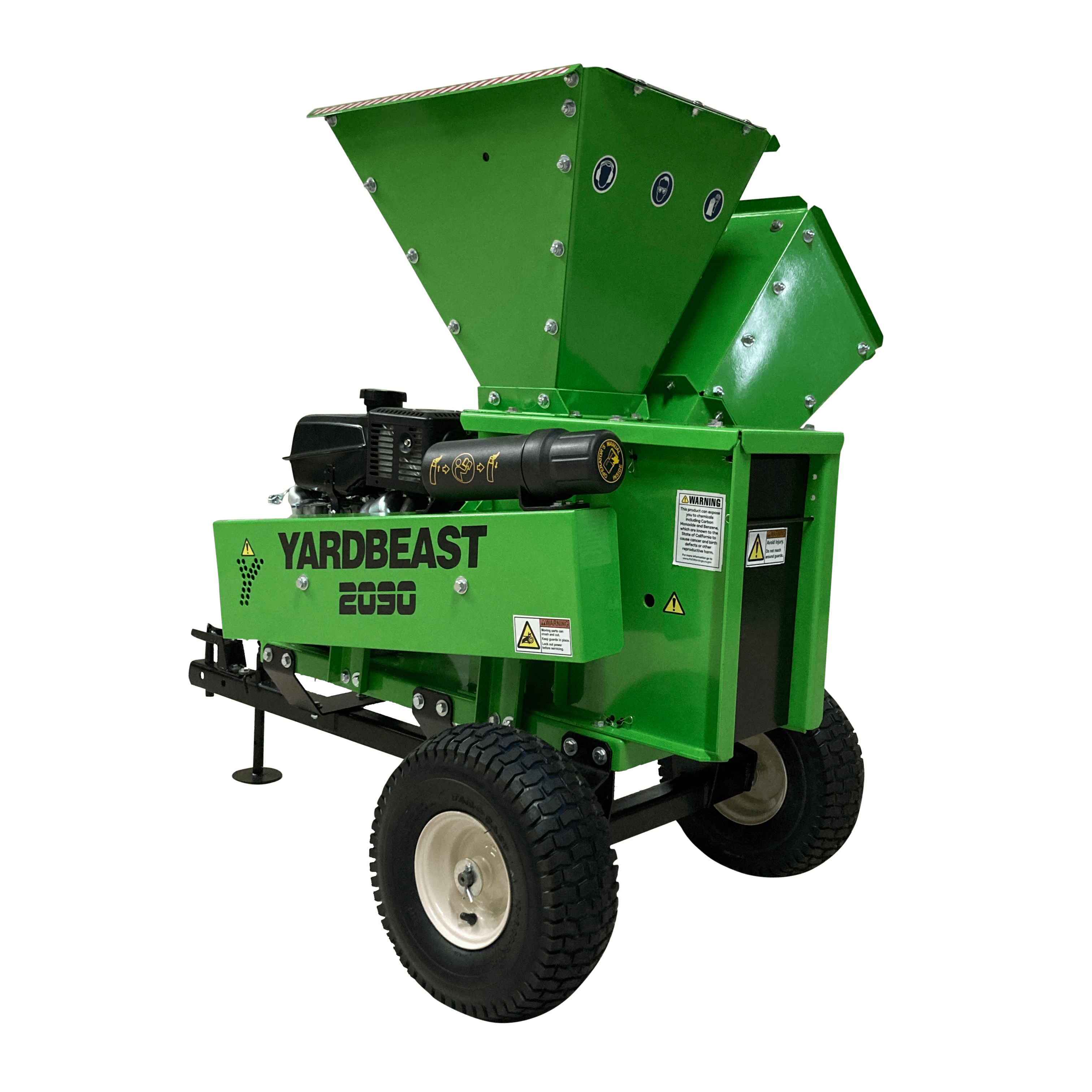 Green Yard Beast 2090 wood chipper on a transparent background left back side view