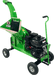 Green Yardbeast 3514 3.5 in. Woodchipper on a transparent background back left iew with engine and mouth showing