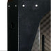 Close-up of a black metal surface of armorgard 55x31 inch cutting station with screws and a textured pattern