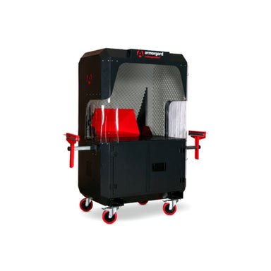 Black armorgard ss7 cutting station with red interior on a white background