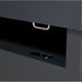 Dark gray drawer to an armorgard siteboss piano box with a handle on a matching cabinet.